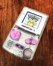 Nintendo Gameboy Colour Color Clear Pink Purple Game Console IPS V2 GBC Backlit