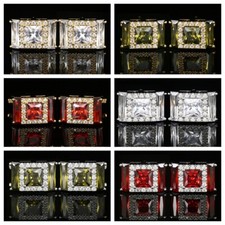 Men Sparkle Crystal Rhinestone Cufflink Wedding Party Shirt Boxed Cuff Link