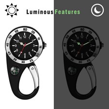 Luminous Carabiner Watch Clip On Backpack Belt FOB Quartz Sports Watch Outdoors