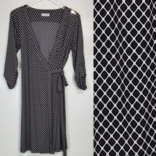 Calvin Klein medium wrap sheath dress 3/4 sleeve black tie waist career casual