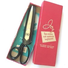 Vintage Joy Rex Cutlery USA Pinking Shears Nickel Japanned Handle P75 Box Insert