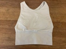 PINK Victoria's Secret Sand MEDIUM Seamless Lined Crop Racerback Sport Bra VS