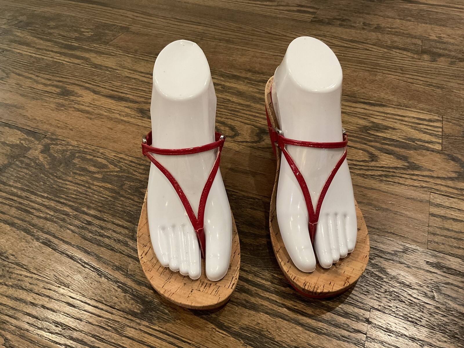 Lauren Ralph Lauren Thong Wedge Sandals Red Sz 9B Gem