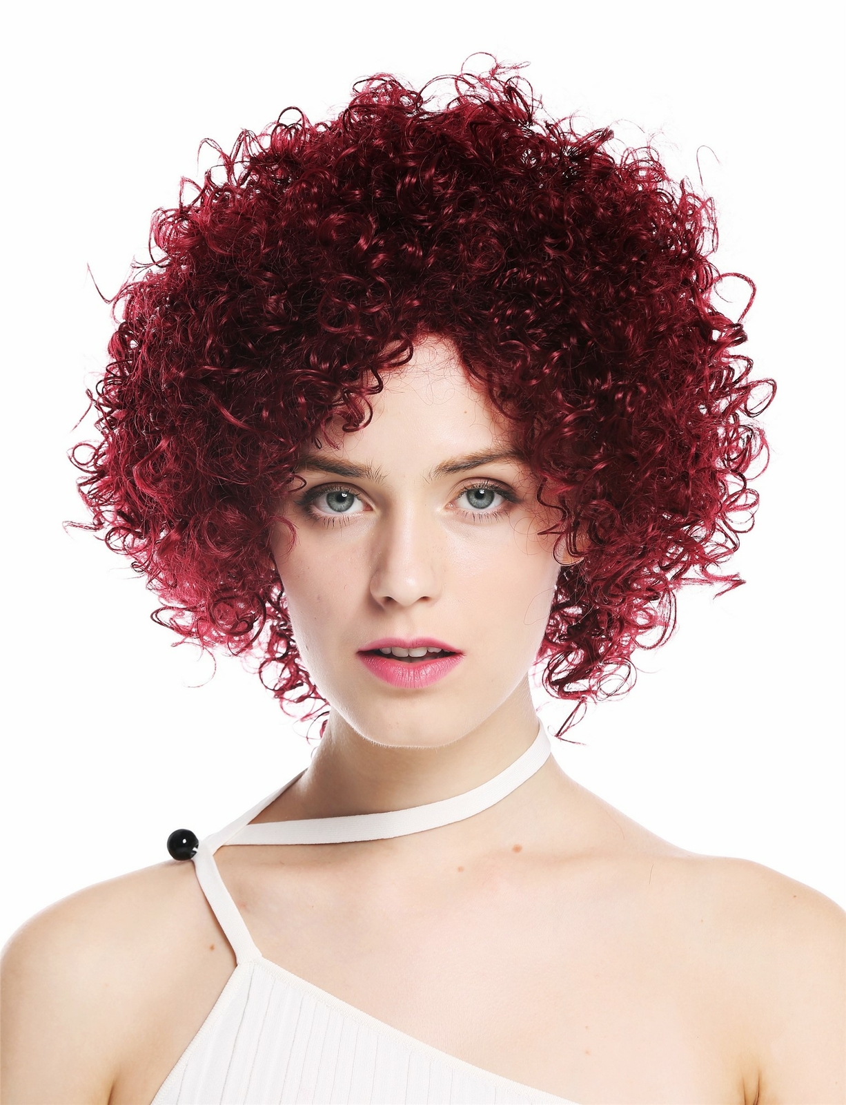 Wig Women's Short Voluminous Curly Curls Red Garnet Red VK-11