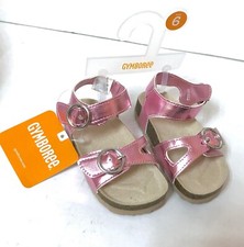 BABY/TODDLER GIRL 5 6 SHINY ROSE METALLIC PINK SANDALS roman flat ankle strap