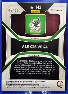 2022 Panini Prizm World Cup Qatar #142 Alexis Vega Rookie RC Red