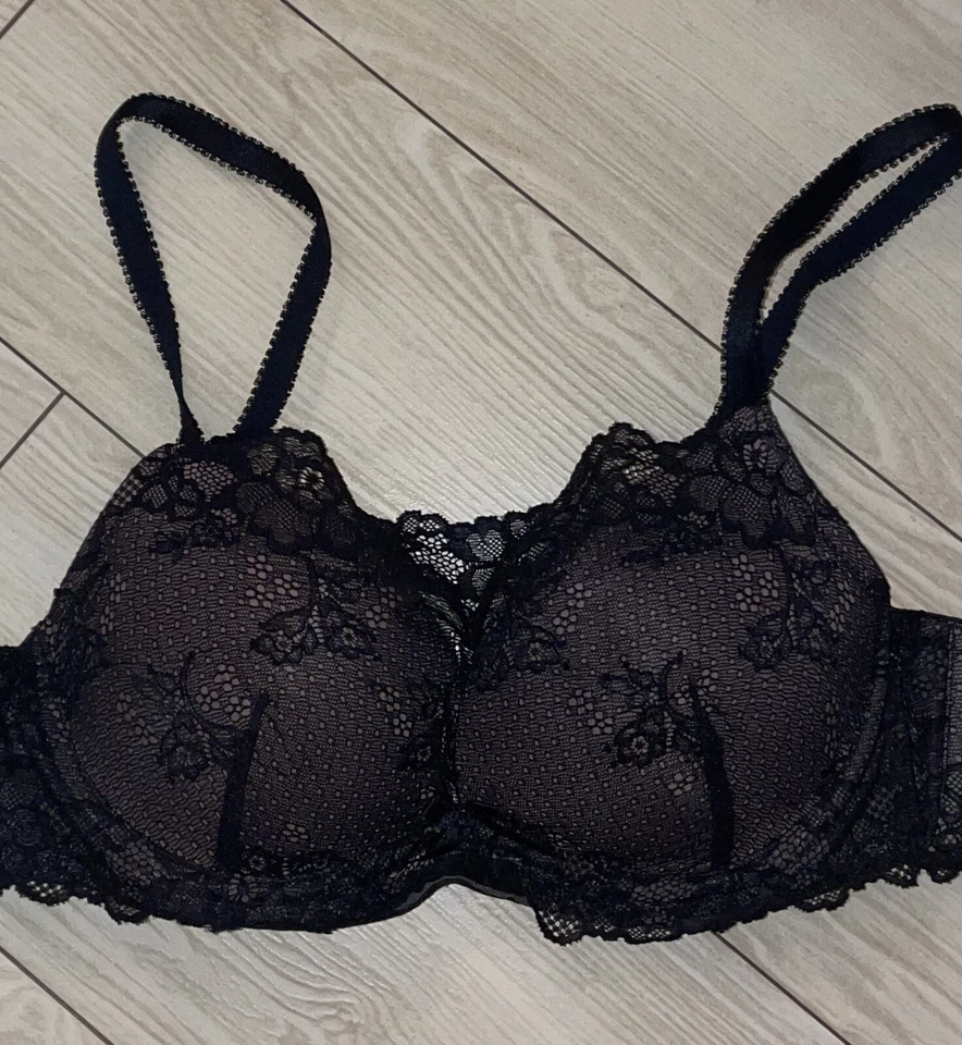 Sujetador Push Up Ambrielle Extreme Acolchado Cami Encaje Con Aros Mujer 34B Negro Foto 3 de 4