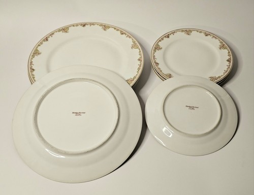 Eight (8) Theodore Haviland Limoges Plates France Pink Floral Gold Trim - Picture 9 of 11