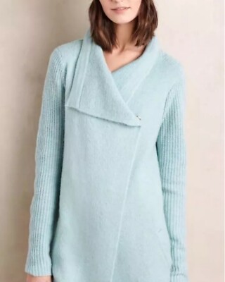 La Fee Verte Anthropologie Cardigan Sweater Aqua L