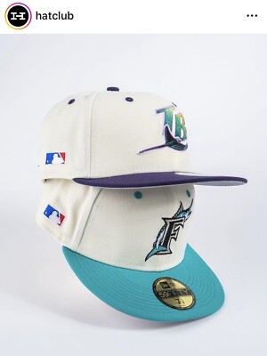 Hat Club Exclusive Florida Marlins Chrome Dome Side Batterman F-Wax 7 Teal