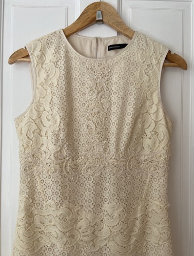 Karen Millen ärmelloses elfenbeinfarbenes Spitzenoverlay Bleistiftkleid UK Größe 10 elegant - Bild 11 von 14