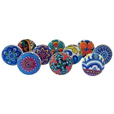 Multicolor Painted Ceramic Knobs for Kitchen Cabinet  Drawer Pulls Set of 10 