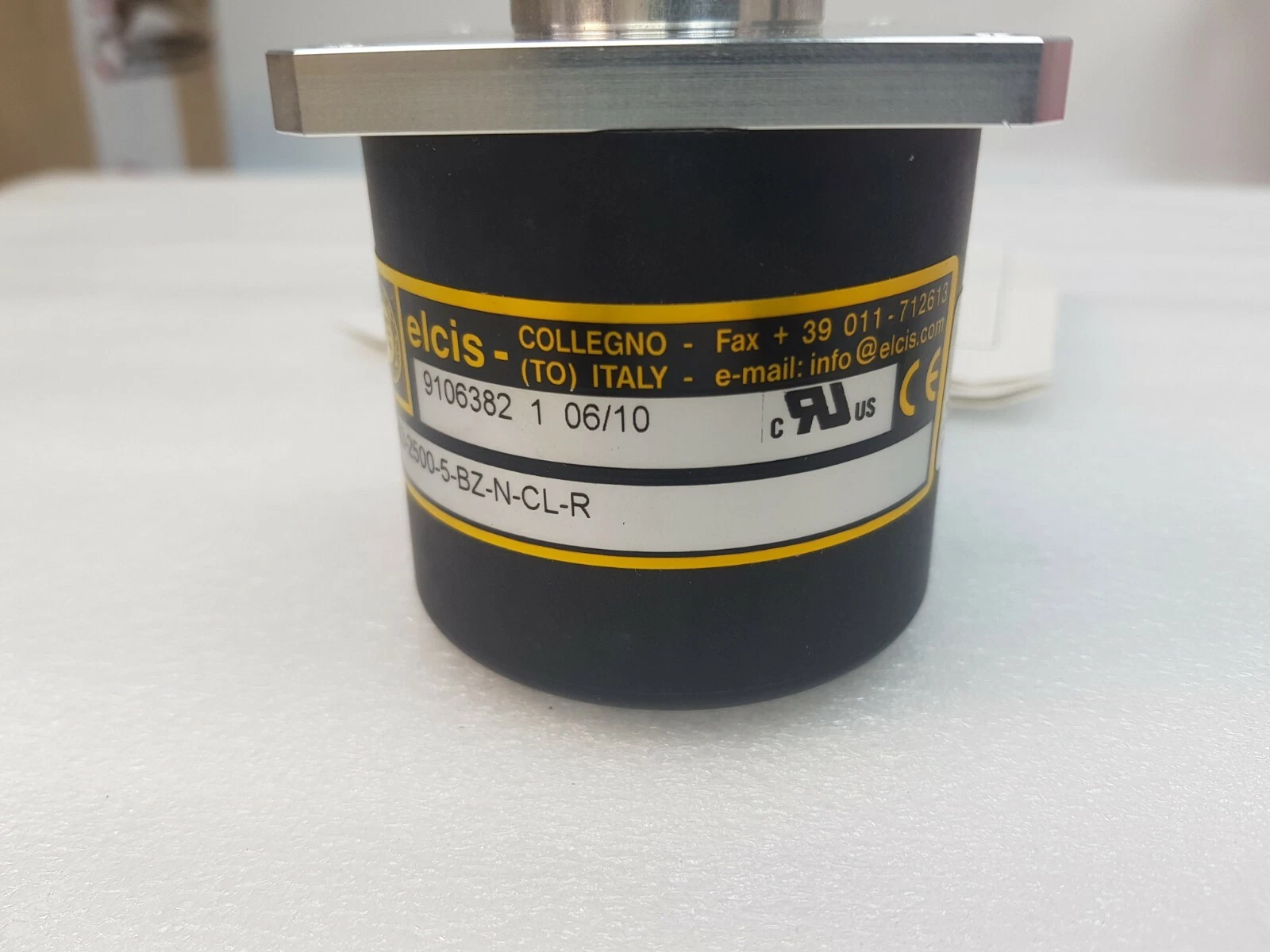 ELCIS encoder housing with yellow ELCIS Collegno label and cURus mark