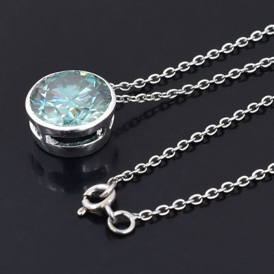 11.50 Ct Certified Treated Blue Diamond Solitaire Pendant in 925 Sterling Silver
