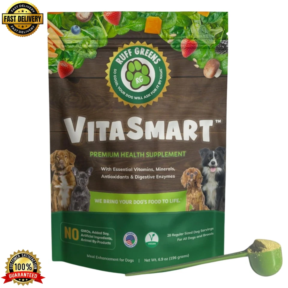 Ruff Greens Vita Smart - Dog Food Topper & Joint Supplement for Dogs - 6.9 oz