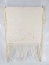 Vintage Chinese Hand Embroidered Silk Floral Piano Shawl 110x110cm