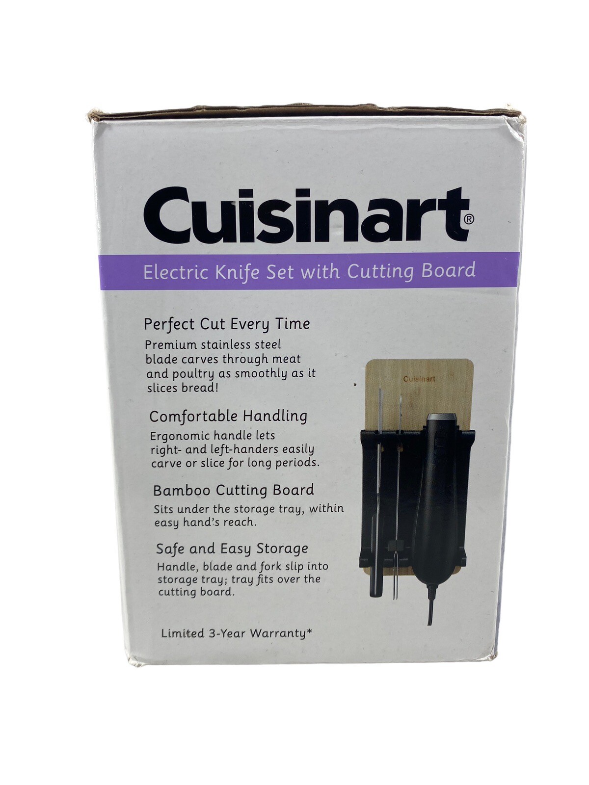 NEW CUISINART Electric Knife Set w/Cutting Board Stainless Steel