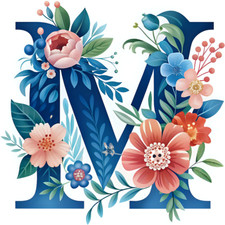 30 Custom Flowered Letter M Personalized Address Labels