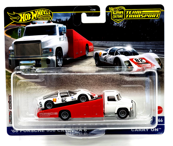 Hot Wheels Premium Team Transp. Auto `66 Porsche 906 Carrera Verpackung Defekt-image