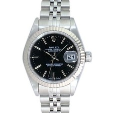 Rolex Datejust 69174 18KW & Steel Black Index Dial Fluted Jubilee 26mm Watch