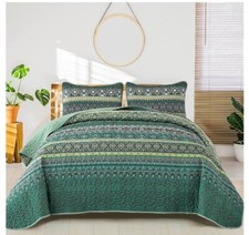 Boho Full Quilt Set Bohemian Bedding Set Lightweight Microfiber 96x85" 3 Pieces