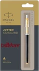 Parker Jotter Standard GT Gold Trim Ball Point Pen BP Black Body Blue Ink New