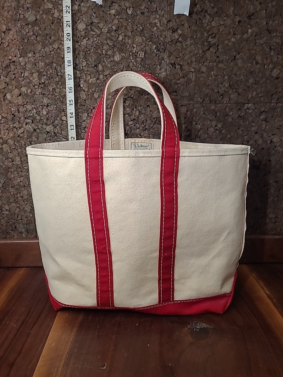 LL Bean レッド×アイボリー80‘s トートBOAT AND TOTE Vintage LL Bean Boat and Tote XL Extra Large Canvas Bag