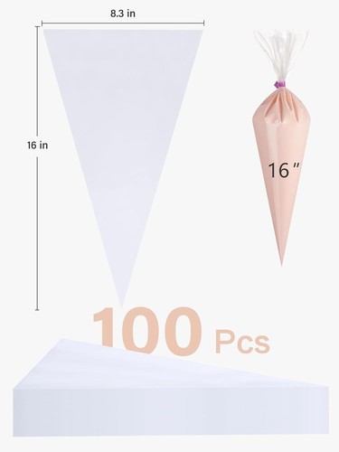 Transparent 100 Pcs 16 Inch Disposable Icing Bags - Ideal for All Baking Needs - Picture 4 of 9
