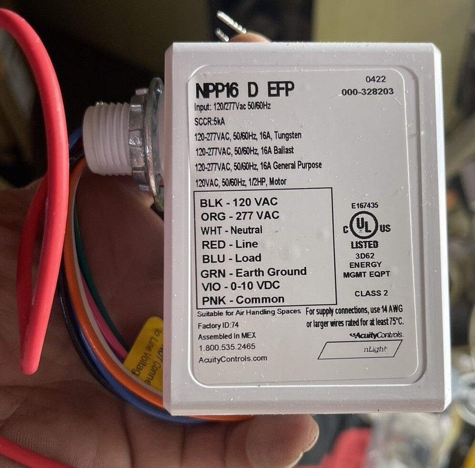 Acuity nLight, NPP16DEFP, 265LYJ Occupancy Controlled Dimming Power