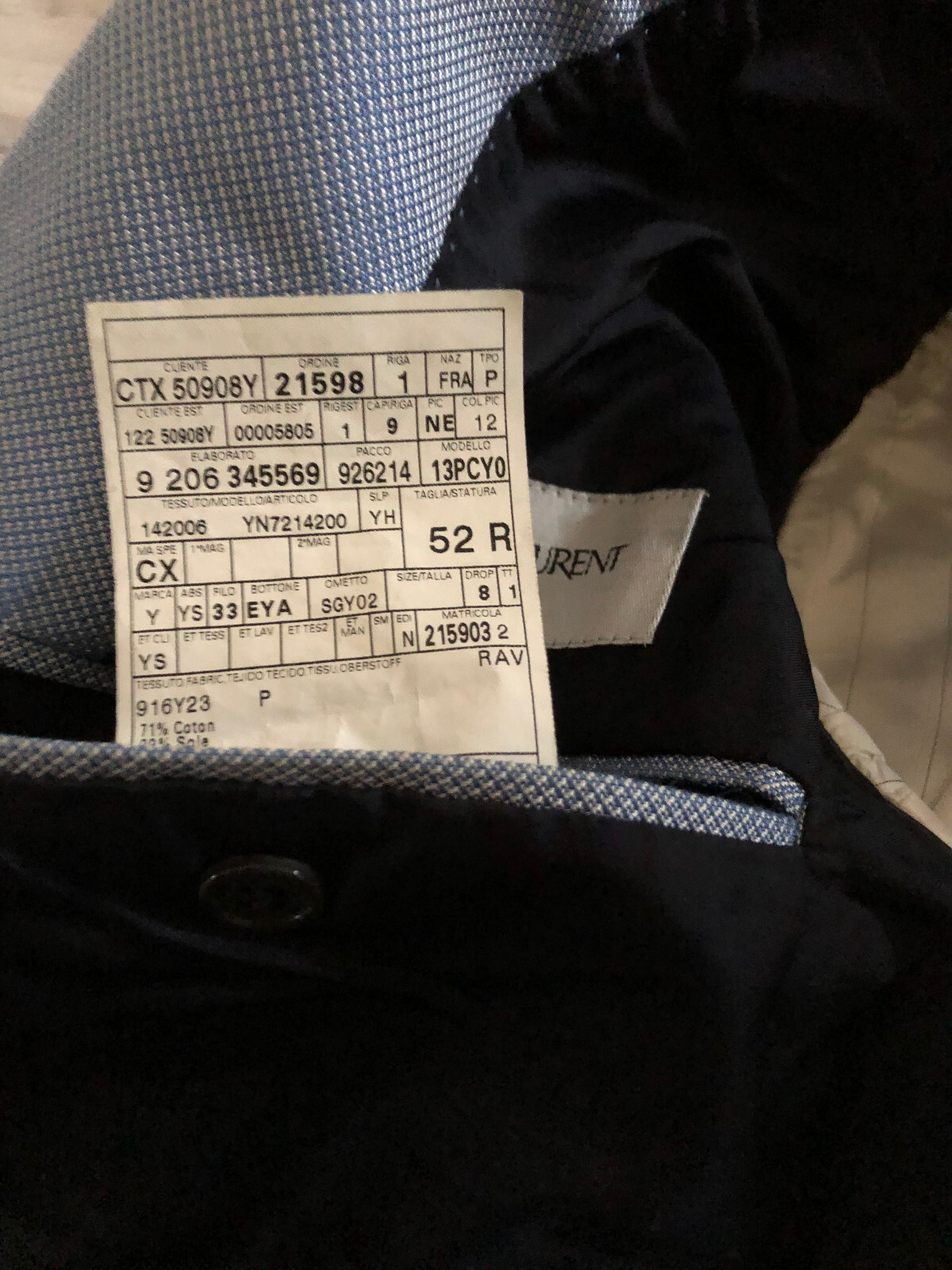 Chic Giacca Seta Cotone Caviar Blu yves saint laurent Taglia 52R (L)