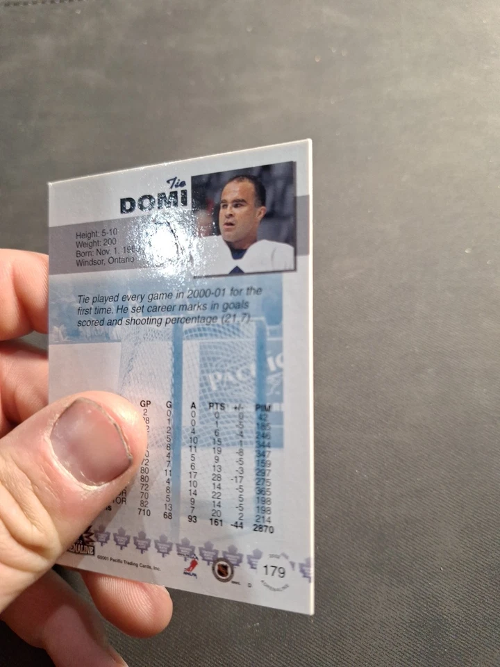 2001-02 Pacific Adrenaline Premier Date /62 - Tie Domi Maple Leafs - Image 3 of 3