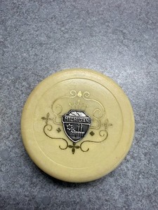 Vintage Michigan souvenir plastic collapsible cup from 1940's w/ pill holder