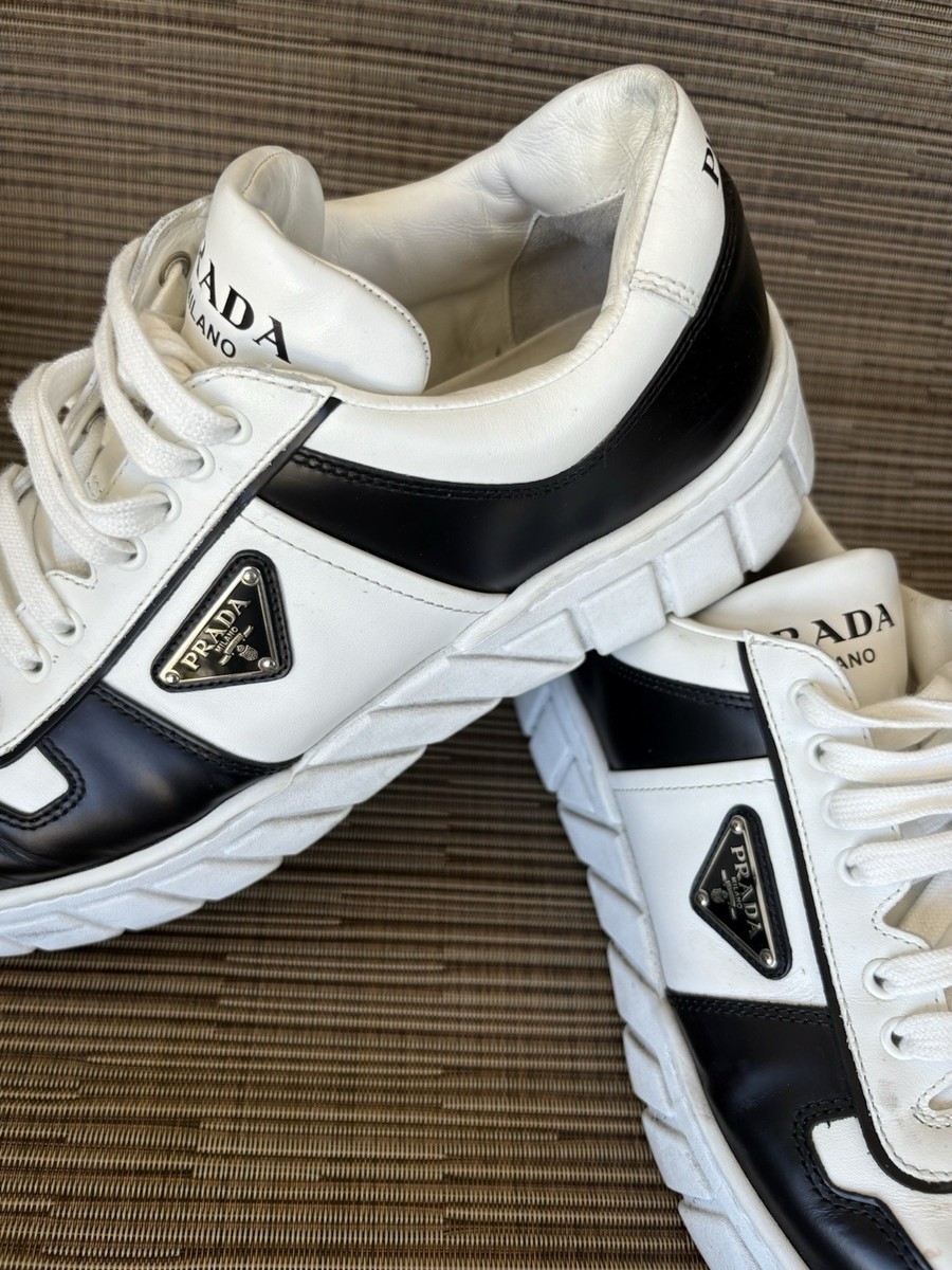 PRADA White and Black Panda Platform Sneakers 11 US 2EE378 | eBay
