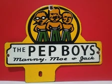 Vintage The PEP BOYS Porcelain Enamel Sign 10" x 6" Inches