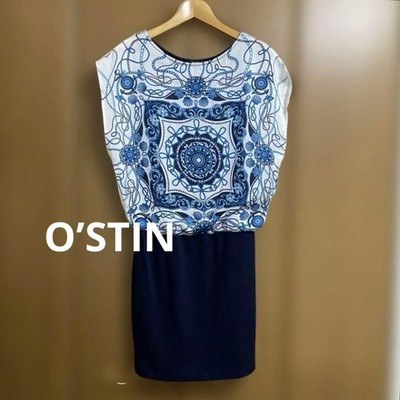 O STIN scarf pattern sleeveless dress