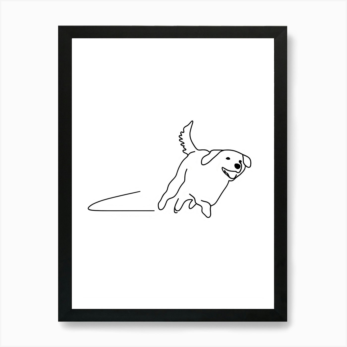 Dog Running Line Drawing Art Print Framed Wall Art Poster Canvas Print Picture