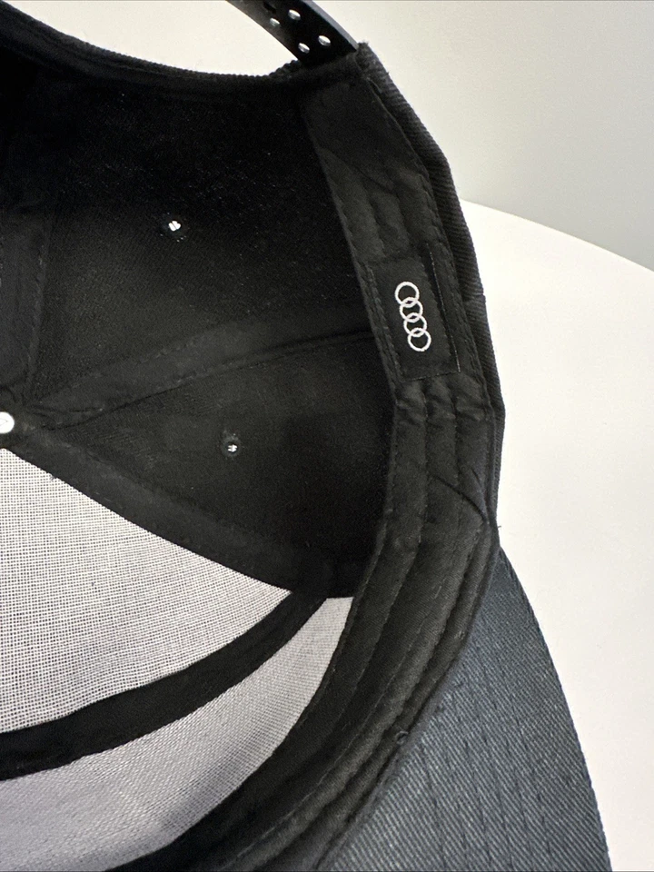 Gorra de béisbol ajustable Audi Trucker negra 4 anillos OEM NUEVA CON ETIQUETAS Foto 4 de 4