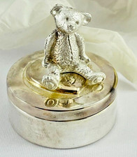 Lenox Smithsonian Toothfairy Box Baby Tooth Silverplate Bear On Heart Round NEW