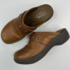 Eastlane Women's Brown Gabriella Leather Clog Mules US 7.5
