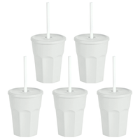 Engelland 5 X Kunststoffbecher Mit Deckel Trinkbecher Becher 250 Ml Hellgrau