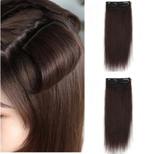 Dark Brown Medium Size Hair Toppers for Women, 2Pcs Seamless Clip-in Volume P...
