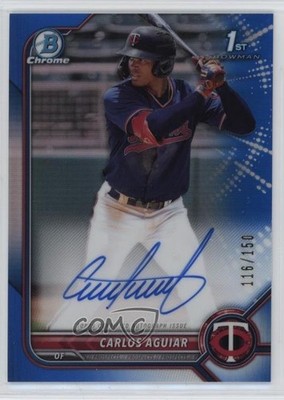 2022 Bowman Chrome Prospect Blue Refractor /150 Carlos Aguiar #CPA-CA Auto 03xg