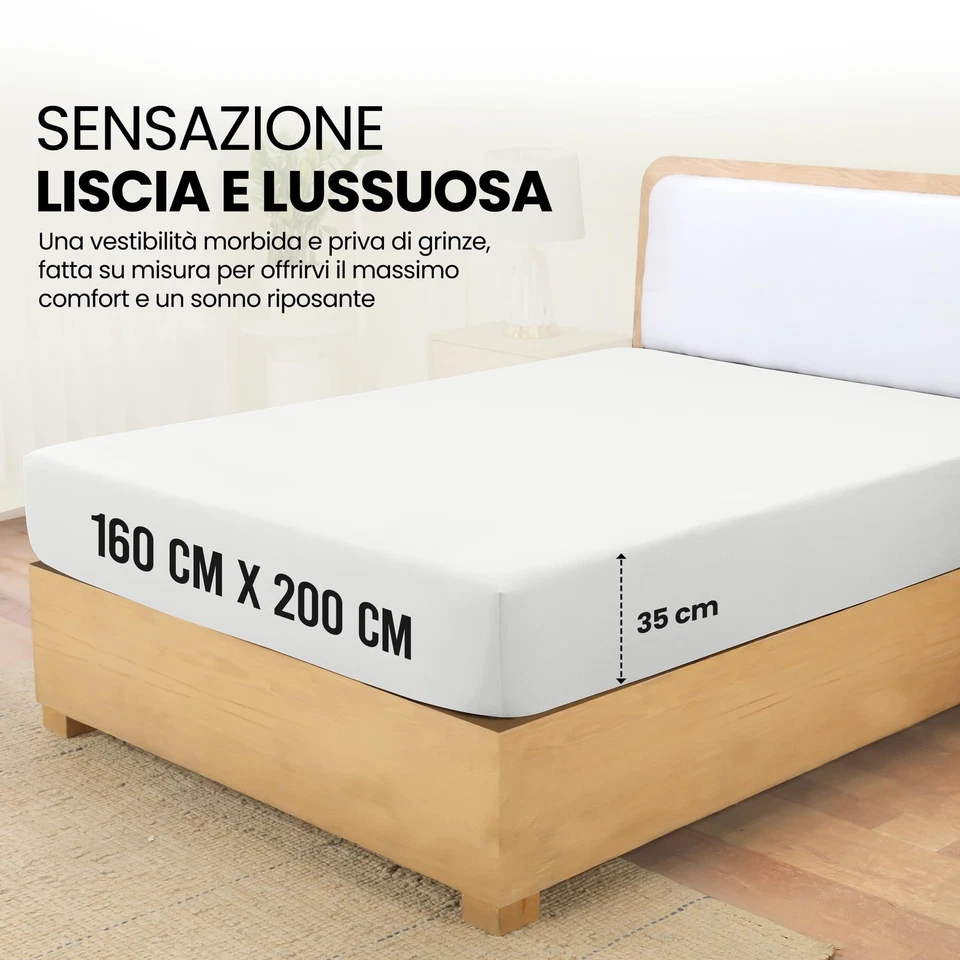 Utopia Bedding Lenzuolo con Angoli Due Piazze Matrimoniale 160x200cm Bianco - Immagine 2 di 4