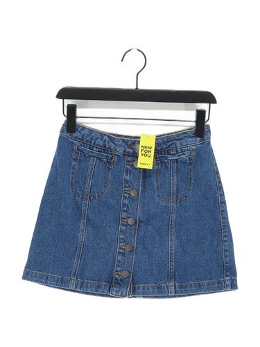 Topshop Damen Minirock UK 8 blau 100% Baumwolle kurz Mini