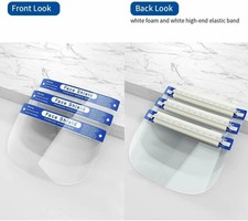 5 x FACE SHIELD FULL FACE VISOR TRANSPARENT MASK CLEAR PLASTIC SHIELDS - 5 PACK