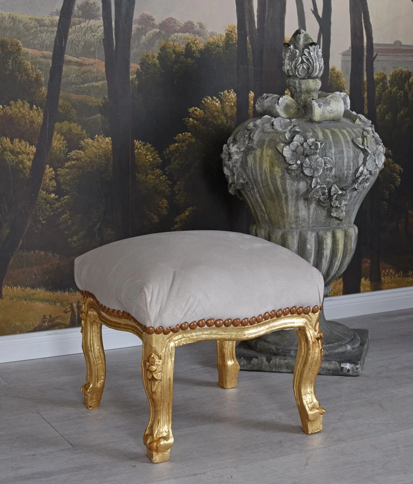 Hocker Barock Sitzbank Sitzhocker Samt Fussbänkchen Schemel Fusshocker Antik - Bild 3 von 4