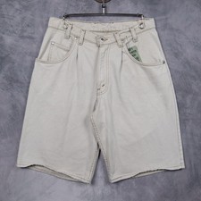 Vintage Levi's Shorts Men's 29X11 Cream Baggy USA Made Denim Shorts 90s 5175