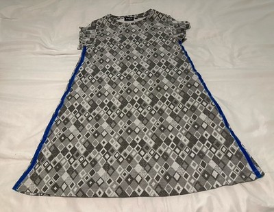 Kidpik Gray Diamond Print Dress Girls Youth Size 12 NWT Side Stripe
