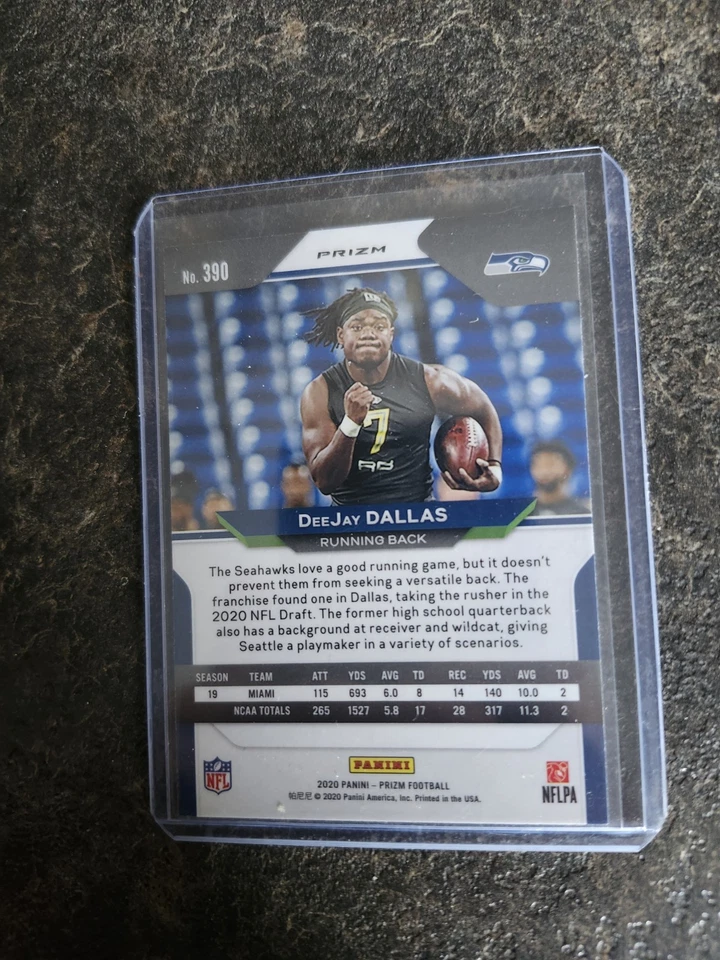 2020 Panini Prizm Red White Blue Rookie DeeJay Dallas RC Card# 390 - Image 2 of 2