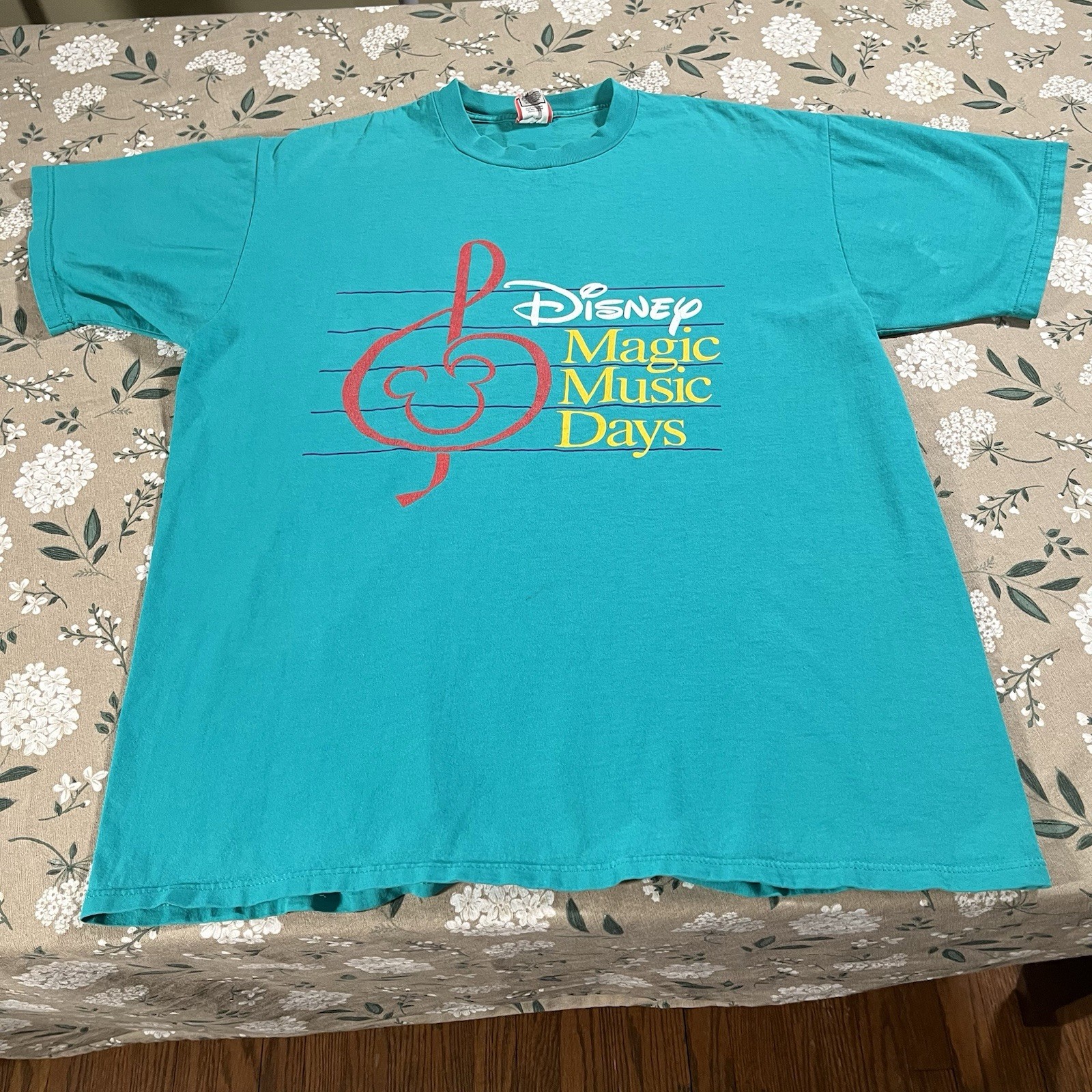 Disney Magic Music Days T-shirt Large Blue Green Teal Vintage Made in USA 90s